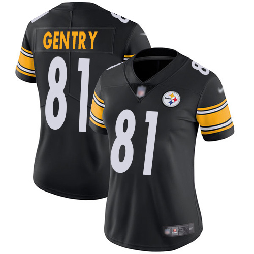Women Pittsburgh Steelers Football #81 Limited Black Zach Gentry Home Vapor Untouchable Nike NFL Jersey